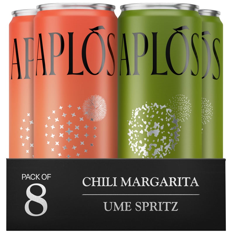 Aplós Canned Variety Pack of Non-Alcoholic Cocktails, Formulated with Adaptogens and Botanicals, Low Calorie, No Added Sugar Beverage (8 Pack, Ume Spritz & Chili Margarita) - Image 1